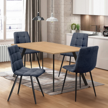 Jídelní stůl 120x80 BERGEN dub + 4 židle BERGEN šedá