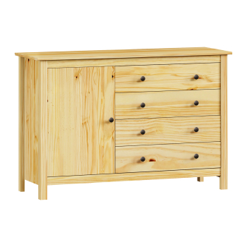 Kommode 1 Tür + 4 Schubladen TORINO Metallgriffe